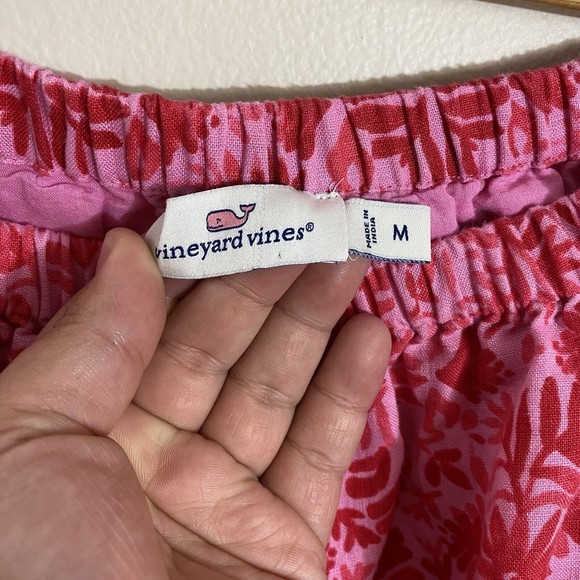 Vineyard Vines women's pink/red tile Otomi off the shoulder romper sz med - Picture 7 of 9